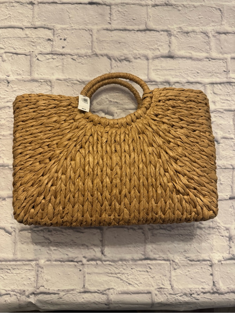 Express Woven Straw Tote in Natural Brown